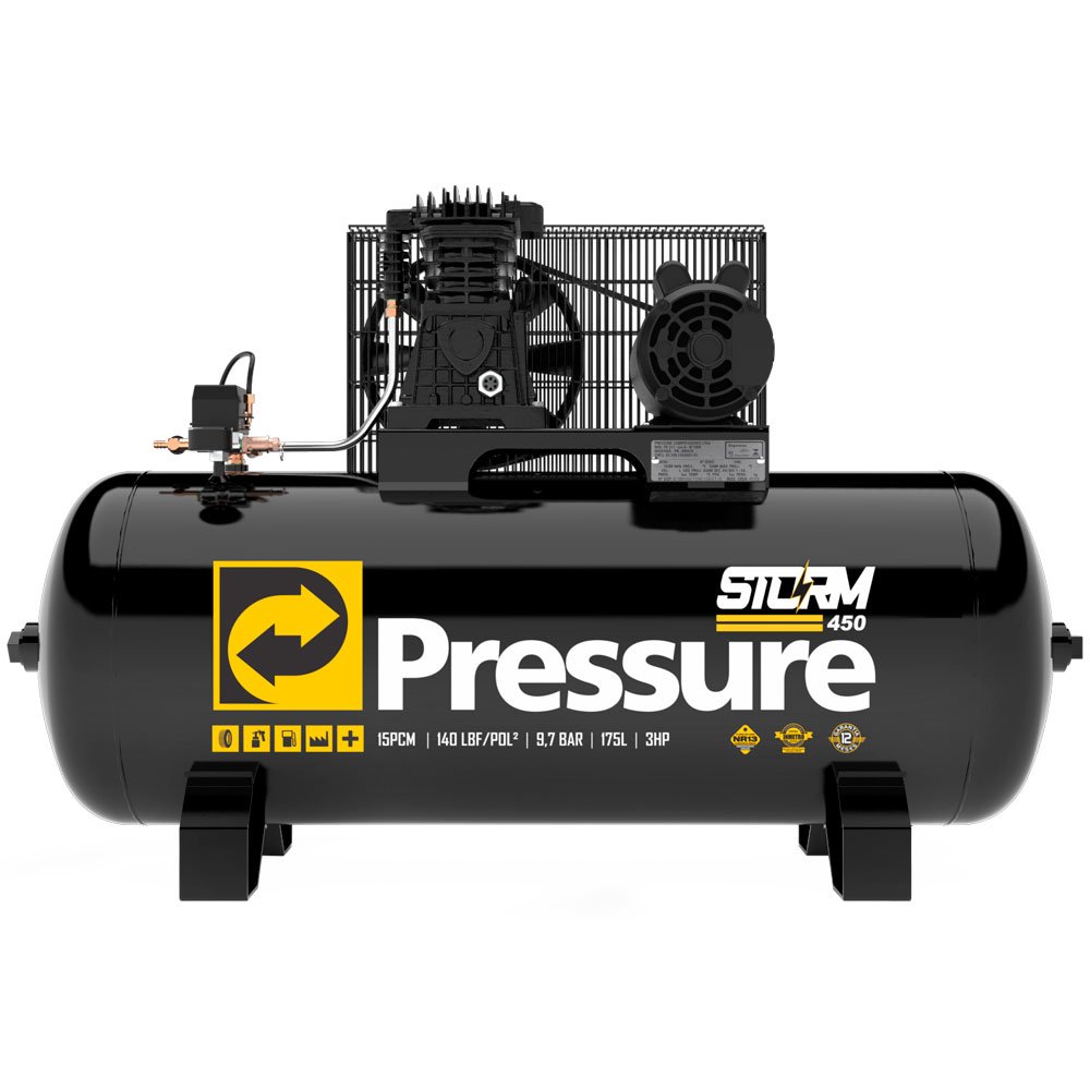 Compressor de Ar Storm 15/175 450 15 Pés 175 Litros 110/220V Monofásico - PRESSURE-8975703012