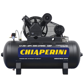 Compressor de Ar 20 Pés 200 Litros Trifásico 220V/380V de Alta Pressão Industrial - CHIAPERINI-CJ20+APV200L