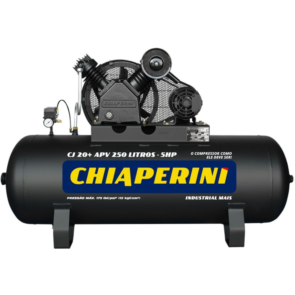 Compressor de Ar 20 Pés 250 Litros Trifásico Alta Pressão Industrial 20+APV 20/250L - CHIAPERINI-690