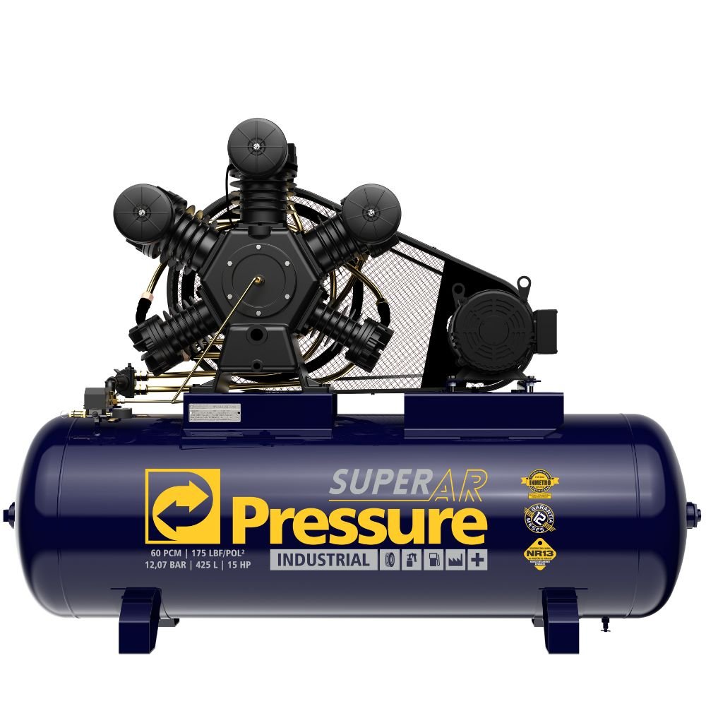 Compressor de Ar 60 Pés 175 PSI 425 Litros Trifásico 220/380V - PRESSURE-8975701098