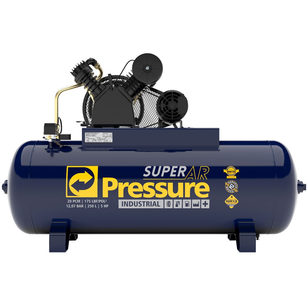 Compressor de Ar Super Ar 20 Pés 250 Litros Alta Pressão Industrial 220/380V Trifásico - PRESSURE-8975701068