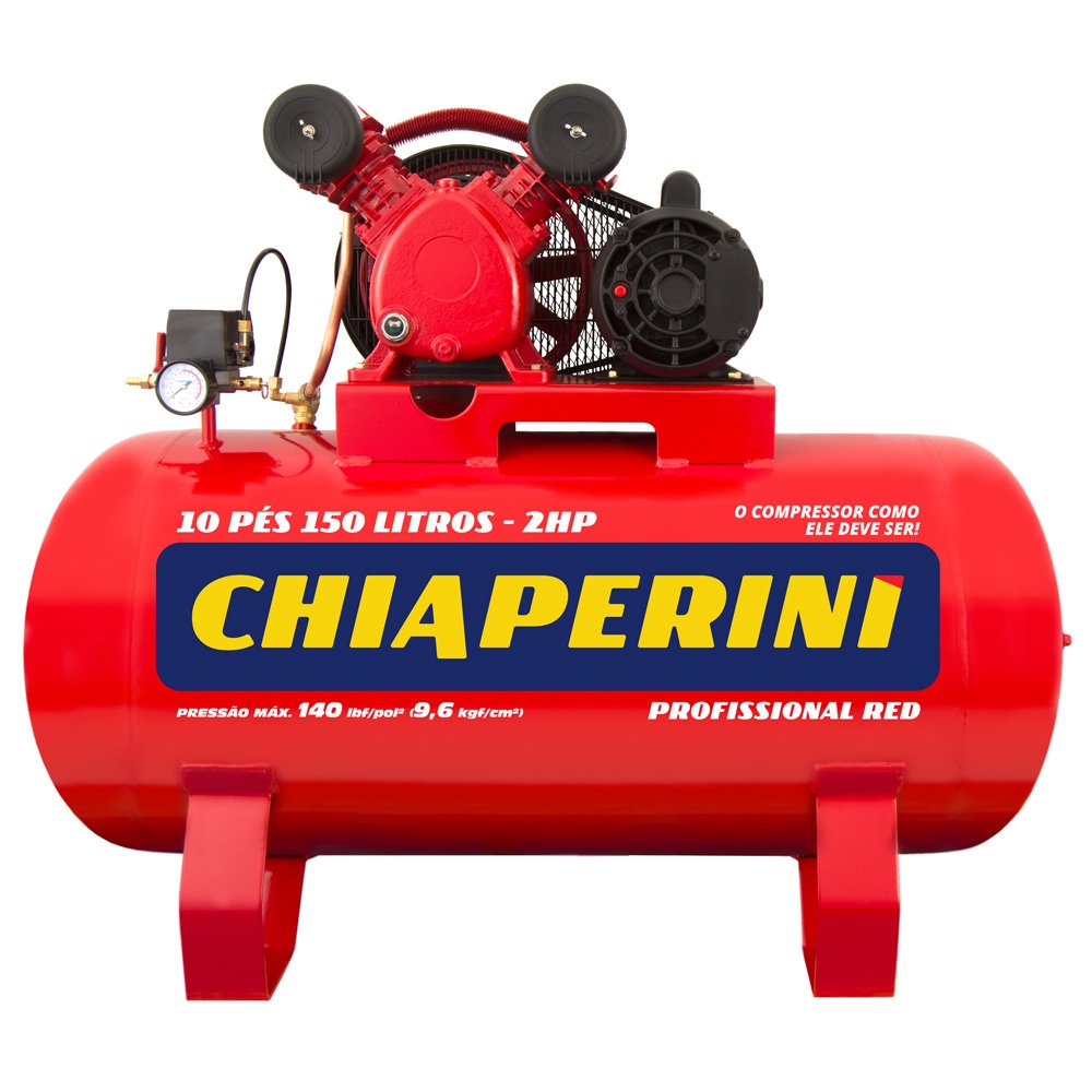 Compressor de Ar Red Média Pressão 10 Pés 140PSI 2HP 150 Litros 110/220V - CHIAPERINI-19607