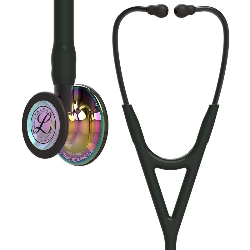 Estetoscópio 3M™ Littmann® Cardiology IV™ 6240 Preto com Rainbow Alto Polimento e Conector Preto