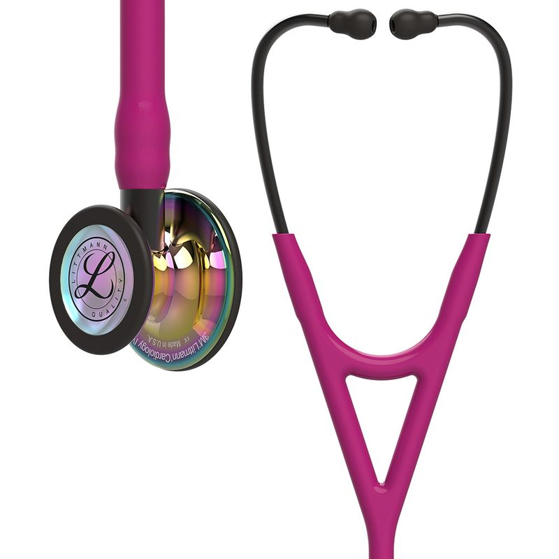 Estetoscópio 3M™ Littmann® Cardiology IV™ 6241 Framboesa com Rainbow Alto Polimento e Conector Preto