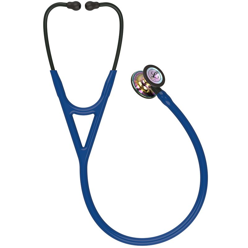 Estetoscópio 3M™ Littmann® Cardiology IV™ 6242 Azul Marinho com Rainbow Alto Polimento e Conector Preto